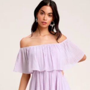 Gala Ready Lavender Off-the-shoulder Ruffle Midi Dress